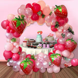 Triogift  102pcs Strawberry Party Decoration Balloon Garland Kit for Girls 1st 2nd Birthday Party Supplies Strawberry Theme Decoration