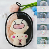 Triogift 10CM Doll Display Storage Bags Transparent Doll Organizer Boxes Plush Doll Storage Pouches Clear Keychain Wallet Bag Mystery Box