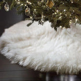 Triogift  78/90/122cm Christmas Tree Skirt White Plush Faux Fur Xmas Tree Carpet Cover Mat Navidad Decoration For Home Decor