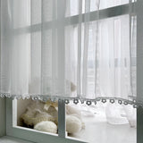 Triogift  White Floral Lace Bottom Sheer Curtain for Small Window Kitchen Home Decoration Voile Drape Rod Pocket