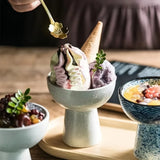 Triogift 1pc Ceramic Ice Cream Bowl Ceramic Cup Yogurt Cup Creative Dessert Baking Cake Bowl For Home Restaurant Tableware Accessories