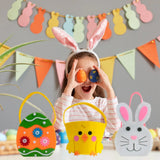 Triogift  Easter Bunny Ear Gift Bag Felt Egg Carrot Chick Treat Basket Candy Cookie Bag for Kids Favors Easter Party Decoration Supplies