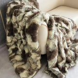 Triogift  Geometric jacquard Faux Fur winter Blanket Plush bed cover sofa blankets bed plaid sofa cover for home christmas decorations