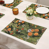 Triogift 6PCS American Jacquard Placemat Flower Western Food Thermal Insulation Mat Heat Resistant Washable Wipe for Kitchen Table Decor