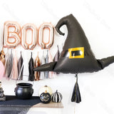 Triogift 1/2/5Pcs Witch Hat Foil Balloons Aluminum Helium Large Halloween Black Witch Hat Balloons for Birthday Halloween Decoration 2024