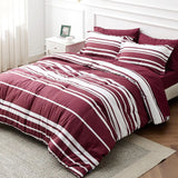 Triogift Comforter Set, Striped Bedding Set All Season, Bed in a Bag with Comforter, Sheets, Pillowcases & Shams, Twin, Cal King