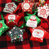 Triogift 8pcs Star Shape Christmas Candy Box DIY Paper Treat Gift Boxes with Ribbon Merry Christmas Boxes Bag for Home New Year Navidad