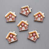 Triogift 10pcs Christmas Snow House Resin Charms Kawaii Cartoon Pendant For Earring DIY Jewelry Make