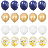 Triogift 20pcs 12inch Navy Blue Gold Confetti Metallic Balloons Happy Birthday Party Decorations Adult Kids Baby Shower Wedding Supplies