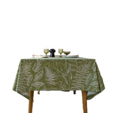 Triogift Table Cloth Green Leaf Sketching Dining Table Cover Print Fabric Art Rectangle Sage Green Non-fading Strong Abrasion Resistance