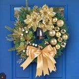 Triogift 30cm Christmas Wreath With Lantern Front Door Garland With Large Bow Seasonal Ornament Christmas Decoration For Front Door Wall