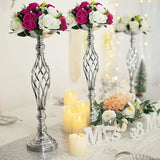 Triogift  Gold/Silver Wedding Candle Holders Decor Table Centerpiece Pillar Flower Vase Rack Stand Road Lead Floral Bouquet Party Supplies