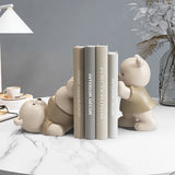 Triogift Bear Book End Figurine Cream Style Cute Little Decorations Living Room Hallway Wine Cabinet  Bookcase Home Decor Birthday Gift