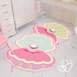 Triogift Art Creative Shell Carpet Comfortable Soft Bedroom Rugs Pink Girl Room Decoration Rug Bathroom Drying Absorbent Door Mat Tapete