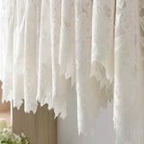 Triogift  1PC Lace Floral Short Curtain for Kitchen Small Window Sheer Drape Porch Cabinet Study  Special Rod Pocket #E