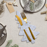 Triogift 4/8pcs Christmas Knife Fork Holder Felt Xmas Tree Star Shape Pocket Cutlery Bag New Year Party Dinner Table Decoration Organizer