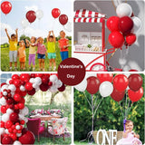 Triogift Double Red Balloons Garland Red White Latex Balloon Arch Kit Valentine's Day Decor Wedding Anniversary Bride Shower Decoration