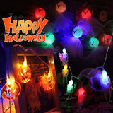 Triogift  1.5m 10 Led Halloween Pumpkin Ghost Skeletons Bat Spider Led Light String Festival Bar Home Party Decor Halloween Ornament