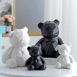 Triogift  Modern Simple Ceramic Decoration Geometric Bear Handicraft Model Room European Living Room Wine Cabinet Animal Soft Decorations