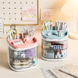 Triogift Cute Pen Pencil Pot Holder Brush Storage Box Container Desk Organizer Multifunction Stationery Office Supplies Desk Hold Pens