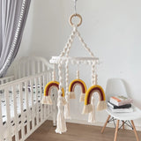 Triogift  Baby Crib Mobile Rainbow Crib Mobile Wooden Mobile Boho Baby Mobile Bassinet Mobile for Baby Nursery and Ceiling Decorations