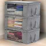 Triogift Large Capacity Clothing Storage Box Folding Non Woven Fabric Quilts Clothes Organizer Case With Zipper Organiseurs De Rangement