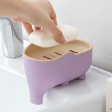 Triogift Soap Box NEW Double Layer Creative Cute Elephant Bathroom Accessories Home Decorative Children Students Waterproof Drain Rack