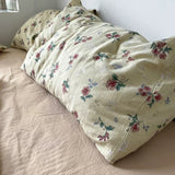 Triogift  Korean Retro Floral King Size Bedding Set 100% Cotton Home Textile Bedding Sets Soft Single Double Duvet Cover Set with Sheets