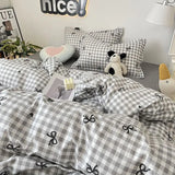 Triogift Ins Nordic Duvet Cover Set 2024 Summer New Twin Queen Size Kids Adult Flat Sheet Pillowcase No Filler Fashion Bed Linens