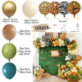 Triogift Jungle Safari Green Balloon Garland Arch Kit Kids Birthday Party Supplies Deer Pattern Gold Latex Ballons Baby Shower Decoration