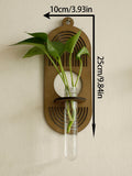 Triogift Wood Wall Vase for Green Plant Wall Mount Flower Vase Tube Boho Home Decoration Pastoral Style Plant Holder Living Room Ornament