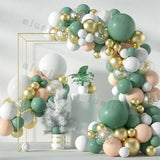 Triogift  Retro Green Balloon Garland Arch Kit Wedding Birthday Balloons Decoration Party White Balloons For Baby Shower Decor Supplies