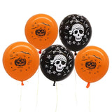 Triogift 12pcs Halloween Party Balloon Dress Up Horror Vibe Event Decor Skeleton Pumpkin Bats Ghost Festival Party Decoration Balloons