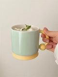 Triogift  -  Korean Style Simple Ins Style Creative Mug Ceramic Frosted Matte Glaze Niche Couple Cup with Handle Household Milk Oatmeal Cup