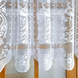 Triogift  1PC White Lace Peacock Jacquard Sheer Curtain for Small Window Voile Drape Kitchen Home Decoration Cafe #E