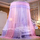 Triogift Summer Home Dome Mosquito Net Romantic Lace Color Matching Floor-standing Mosquito Net Big Space Bedroom Double Bed Bed Curtain