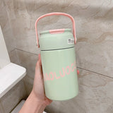 Triogift  -  Cute Thermos Bottle With Tea Filter 3D Sticker Vacuum Flask Stainless Steel Water Coffee Milk Travel Straw Cup 550/750ml Gift