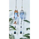 Triogift Blue Metallic Fish Bells With Glass Bottle and Beads (2 Pcs) Home Decoration Wind Chimes Crafts Decor Garden