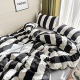 Triogift Ins Light Luxury Retro Style Small Fresh Thick Strip Four-piece Bedding Student Dormitory Three-piece Set