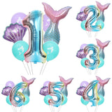 Triogift Mermaid Party Balloons 32inch 1 2 3 Foil Number Balloon Girls' Mermaid Tail Birthday Party Decorations Baby Shower Helium Globos