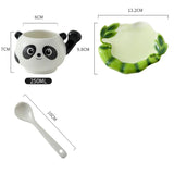 Triogift  -  Creative Bamboo Panda Ceramic Teacup Cartoon Cute Bear Coffee Cup Couple Gift Dessert Milk Mug Home Water Mug Home Decoration