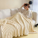 Triogift Blanket New Artificial Rabbit Plush Autumn Comfortable Warm Blankets for Beds Soft Coral Fleece Sofa Throw Thicken Bed Sheet