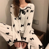 Triogift Square Collar Women Pajamas Set Winter Sleepwear Fleece Velvet 2 Piece Pant Home Suit Fluffy Korean Solid Piiama Warm Night Wear