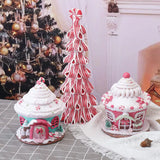 Triogift Christmas Luminous Castle Christmas Tree Decoration Ornaments Soft Clay Cute Macaron Accessories Xmas Holiday Supplies