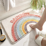 Triogift Microfiber Fleece Floor Mat Rainbow Carpet Bath Room Flower Rugs Water Absorbent Non-Slip Soft Bathmats Machine Washable Decor