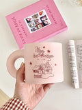 Triogift  -  Simple Pink Snow House Matte Ceramic Cup Ins Style Korean Style Girl Heart Breakfast Coffee Milk Cute Mug Household Dessert Cup