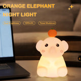 Triogift  Cute Elephant Night Light Soft Silicone LED Lamp with Dimmable USB Rechargeable Timier Sleeping Lamp For Bedroom Bedside Decor