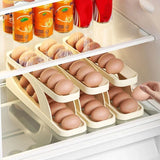 Triogift Automatic Scrolling Egg Rack Holder Storage Box Egg Basket Container Organizer Rolldown Refrigerator Egg Dispenser For Kitchen