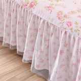 Triogift Korean Style Bedding Set Cotton Fresh Garden Princess Lace Ruffles Pillowcase Supper King Size Duvet Cover Bed Set