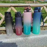 Triogift  -  1 Liter Large Capacity Sports Water Bottle Leak Proof Colorful Plastic Cup Drinking Outdoor Travel Portable Gym Fitness Jugs